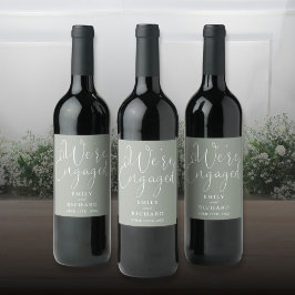 我々は婚約パーティ婚約したセージグリーン ワインラベル