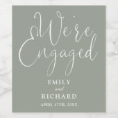 我々は婚約パーティ婚約したセージグリーン ワインラベル (シングルラベル)