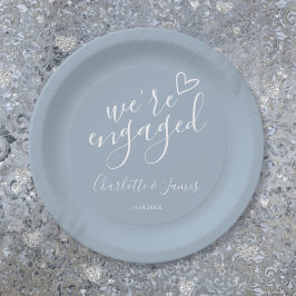 我々は婚約パーティ婚約したダスティブルー ペーパープレート