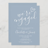 我々は婚約パーティ婚約したダスティブルー 招待状 (正面/裏面)