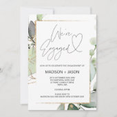 我々は婚約パーティ婚約したユーカリ金ゴールド 招待状 (正面)