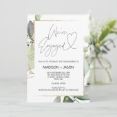 我々は婚約パーティ婚約したユーカリ金ゴールド 招待状 (スタンド正面)