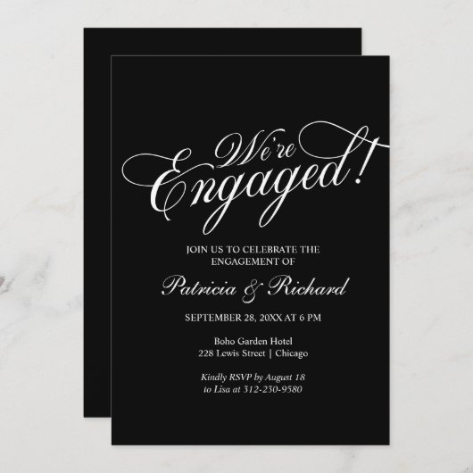 我々は婚約パーティ婚約した招待状 案内状 (正面/裏面)