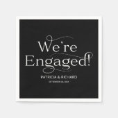 我々は婚約パーティ婚約した・ブラック スタンダードカクテルナプキン (正面)