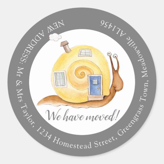 我々は家のカタツムリの家の住所の変更を移動した ラウンドシール (正面)
