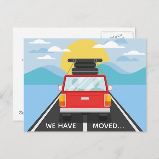 我々は家の住所カスタム変更サンセット移動した 案内ポストカード (正面/裏面)