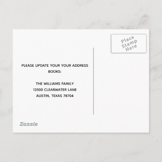 我々は家の住所カスタム変更サンセット移動した 案内ポストカード (裏面)