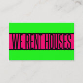 我々は家を借りるネオングリーンホットピンク 名刺 (正面)