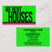 我々は家を賃貸ホットグリーンホットピンク 名刺 (正面/裏面)