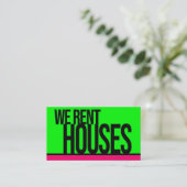 我々は家を賃貸ホットグリーンホットピンク 名刺 (スタンド正面)