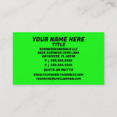 我々は家を賃貸ホットグリーンホットピンク 名刺 (裏面)