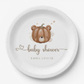 我々は小さなカボチャのクマを心底待ちできる ペーパープレート (正面)