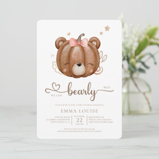 我々は小さなカボチャの赤ちゃん女の子を心から待つことができる 招待状 (スタンド正面)