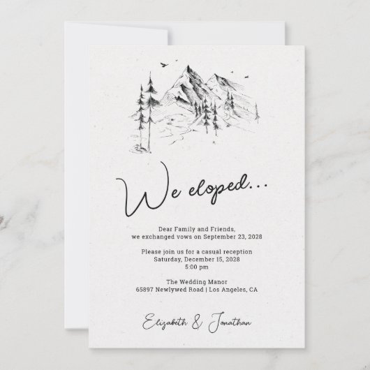 我々は山の森の手描きのスケッチを駆け落ちた 招待状 (正面)