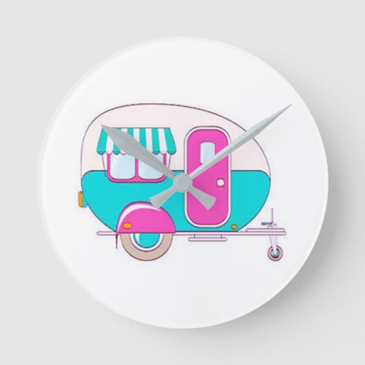 ****我々は幸せなキャンパー***時計 ラウンド壁時計 (正面)