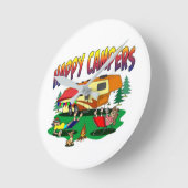 ****我々は幸せなキャンパー***時計 ラウンド壁時計 (傾斜)