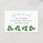 「我々は引っ越した」グリーン·ウェルリー·ブーツ 名刺 (裏面)