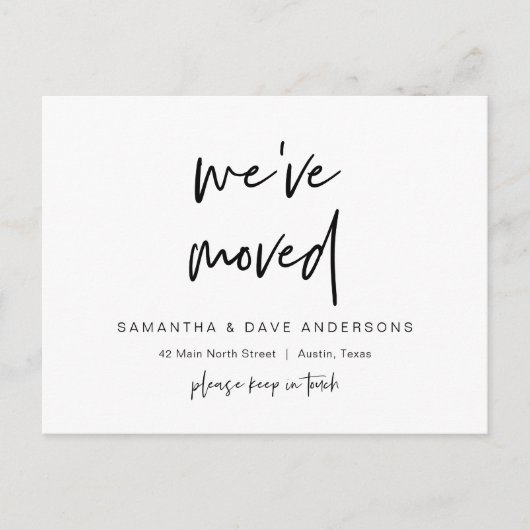 我々は引っ越しをした、新しい住所のお知らせモダンだ ポストカード (正面)