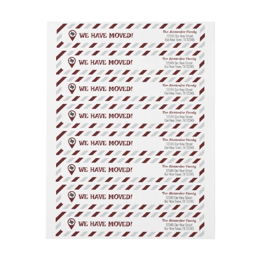 我々は引っ越しストライプのした ラップアラウンドラベル (シート)