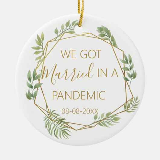 我々は得大結婚した流行性初めてのクリスマスで セラミックオーナメント (正面)