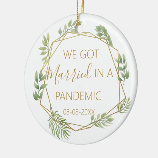 我々は得大結婚した流行性初めてのクリスマスで セラミックオーナメント (左)