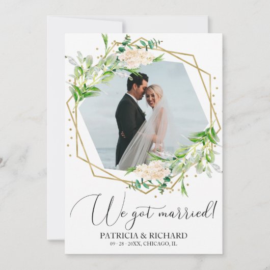 我々は得結婚したグリーンリーの発表を遅らせた 招待状 (正面)