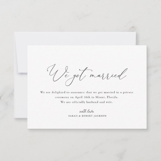 我々は得黒結婚した字の結婚発表 サンキューカード (正面)