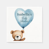 我々は心からブルーボーイベビーシャワー紙を待つ スタンダードカクテルナプキン (正面)