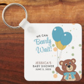 我々は心から待つことがかわいいブルー男の赤ちゃん名前をカスタムする キーホルダー (正面)