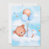 我々は心から待つことができるブルーベージュボーイベイビーシャワー 招待状 (裏面)