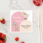 我々は心から待つことができる女の子の赤ちゃんシャワー紙ナプキン スタンダードカクテルナプキン (インサイチュ)