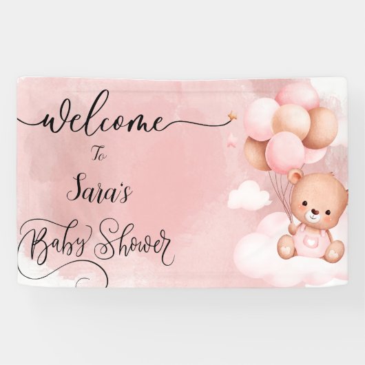 我々は心底待ち女の子の赤ちゃんシャワーのバナー 横断幕 (横)