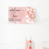 我々は心底待ち女の子の赤ちゃんシャワーのバナー 横断幕 (インサイチュ)