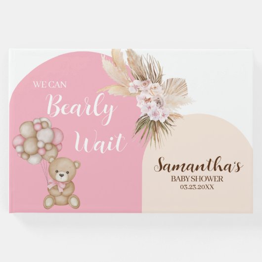 我々は心待ちできる女の子の赤ちゃんシャワーゲストブック ゲストブック (正面)