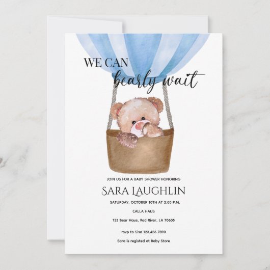 我々は心待ちできる男の赤ちゃんベビーシャワー招待状 招待状 (正面)