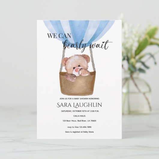 我々は心待ちできる男の赤ちゃんベビーシャワー招待状 招待状 (スタンド正面)