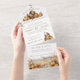 我々は心待ちできる秋の森の赤ちゃんシャワー オールインワン招待状