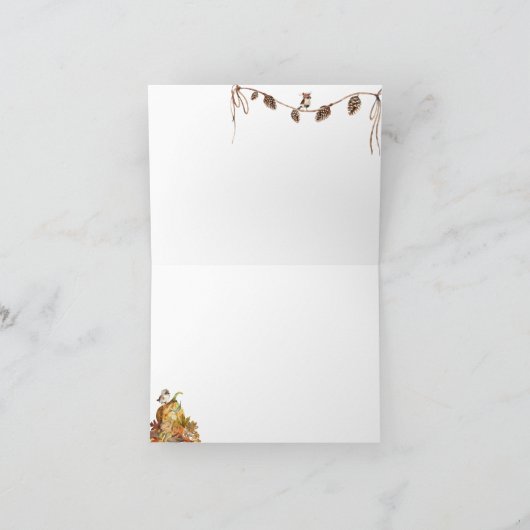 我々は心待ちできる秋の森の赤ちゃんシャワー サンキューカード (内部)