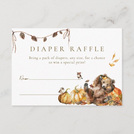 我々は心待ちできる秋フォレスト赤ちゃんシャワーおむつ エンクロージャーカード (正面)