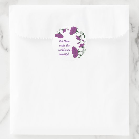 我々は愛あなたナナ美しい紫色の花のフローラ ラウンドシール (バッグ)