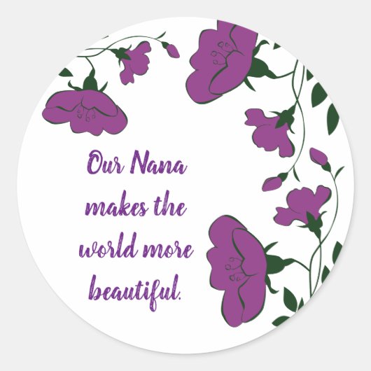 我々は愛あなたナナ美しい紫色の花のフローラ ラウンドシール (正面)