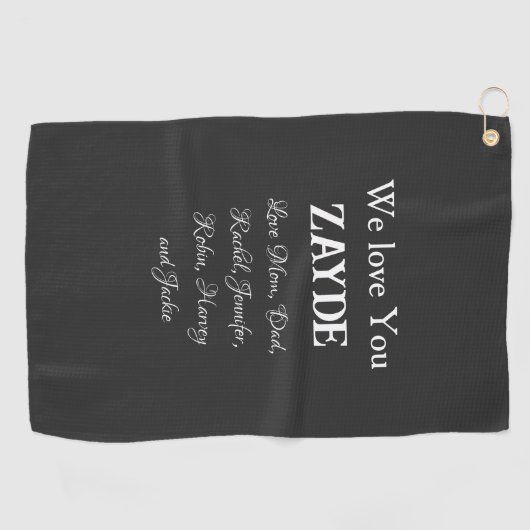 我々は愛してあなたザイデギフトユダヤ人のおじいちゃん子供の名前 ゴルフタオル (横)