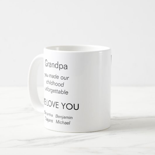 我々は愛しているおじいちゃんパーソナライズされたフォトコラージュ コーヒーマグカップ (正面左)