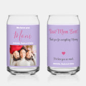 我々は愛し最高のてあなたのママの写真名カスタムSoda ガラス缶 (正面)