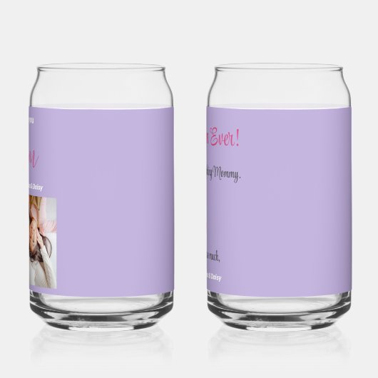 我々は愛し最高のてあなたのママの写真名カスタムSoda ガラス缶 (左)