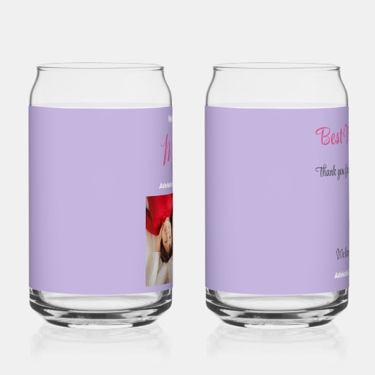 我々は愛し最高のてあなたのママの写真名カスタムSoda ガラス缶 (右)