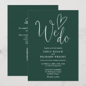 我々は愛するハートQRコードエメラルドグリーン結婚ズ 招待状 (正面/裏面)