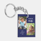 我々は愛のおじいちゃんパーソナライズされた写真ブルーキー キーホルダー (正面左)