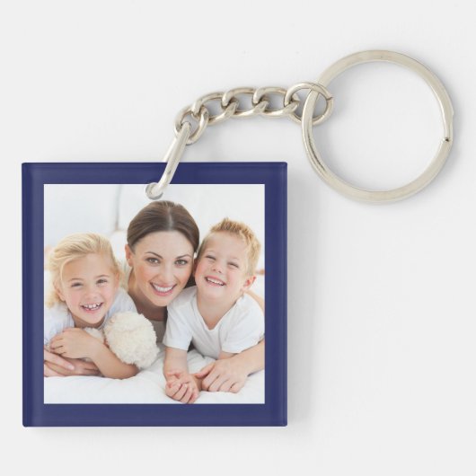 我々は愛のおじいちゃんパーソナライズされた写真ブルーキー キーホルダー (裏面)