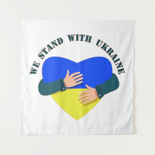 我々は感動的ウクライナと共に立つメッセージ タペストリー (正面)